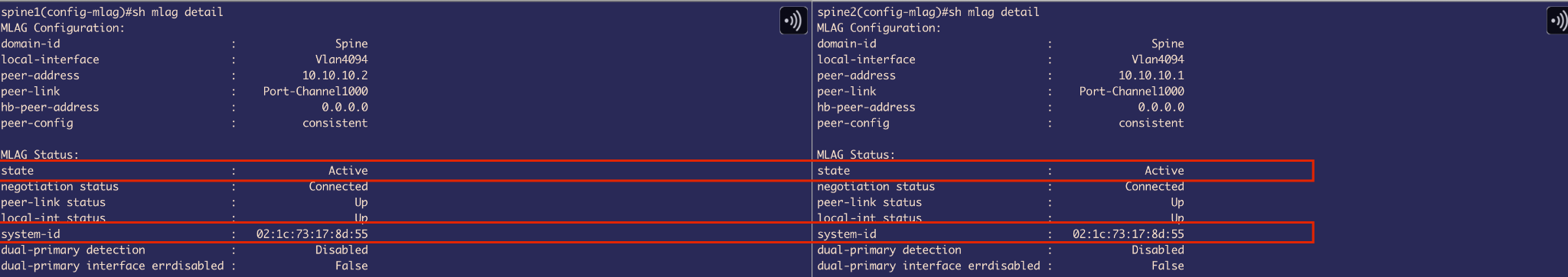 MLAG Configuration - Spine1